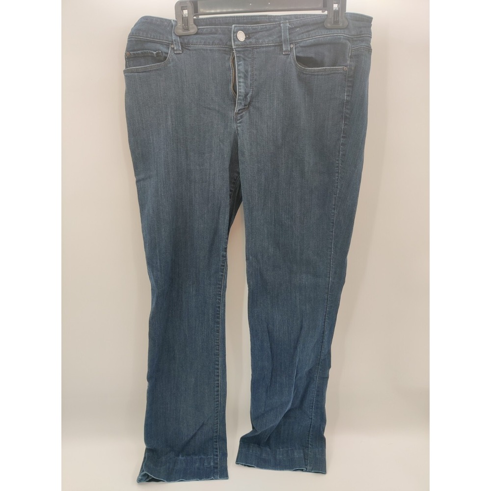 Womens Dark Wash Straight Leg Denim Jeans Blue Mid Rise 5-Pocket Size 33x29